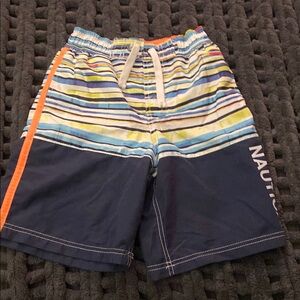 Nautica Kids Swim Trunks - Blue and Orange Stripes
